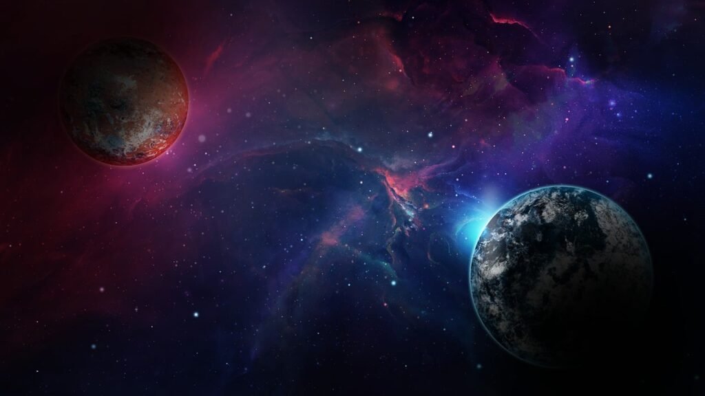 Planets in deep space illustrating the concept of cosmic sound